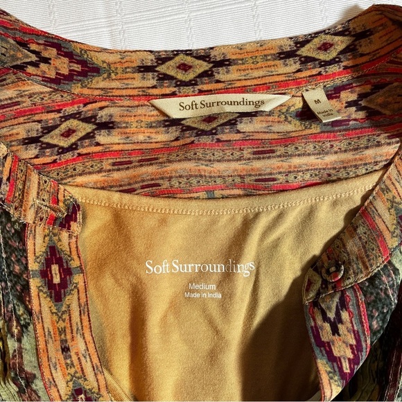 Soft Surroundings Southwest Boho Aztec Graphic Tunic Blouse Women's Medium - Picture 8 of 9